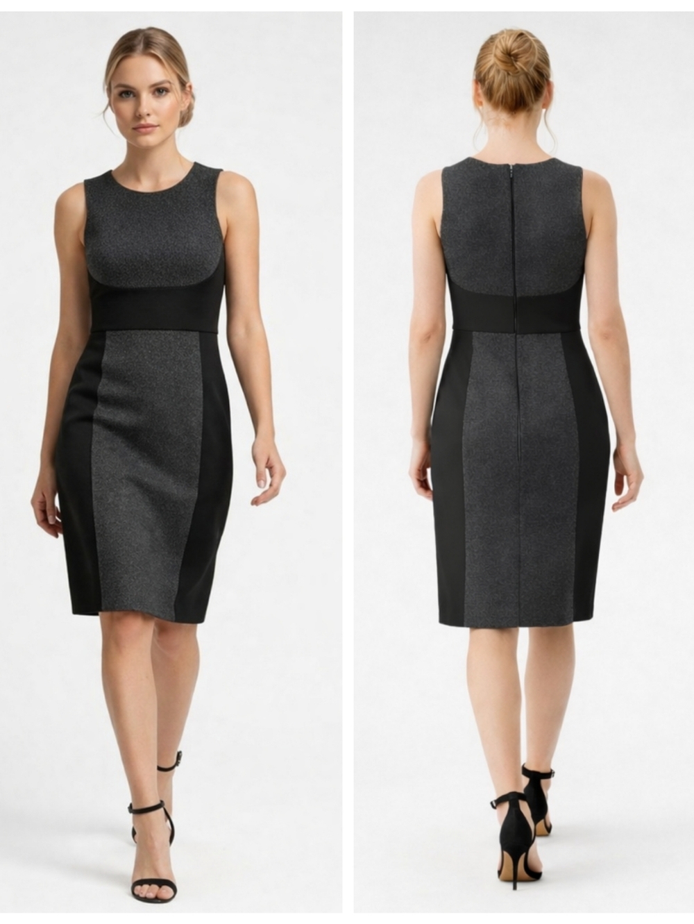 Vince Colorblock Sheath Dress Wool Blend Black Gray Size 4   F379